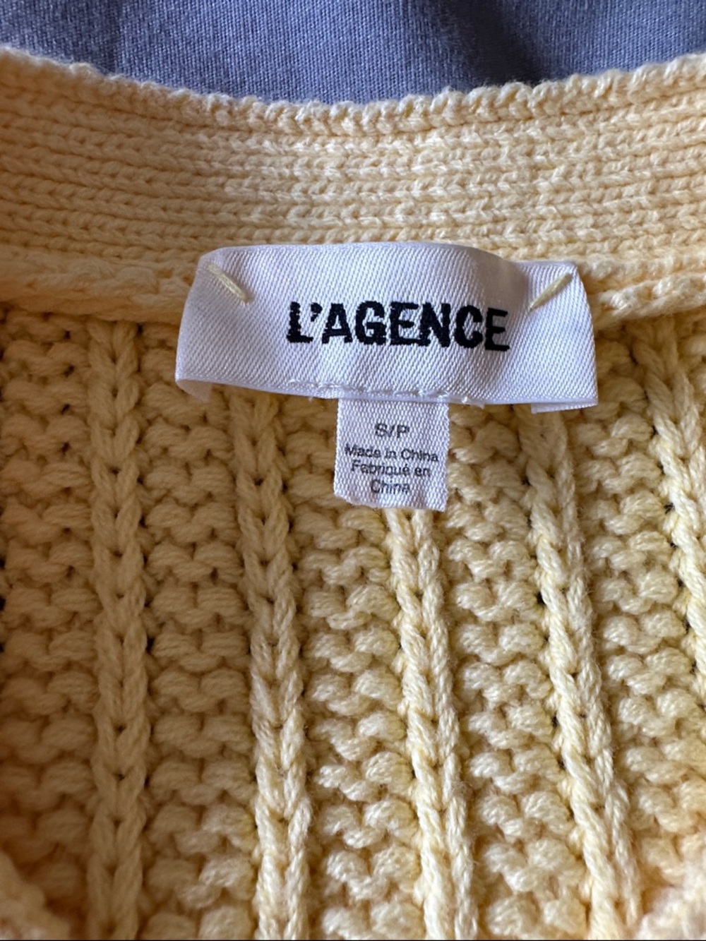L'AGENCE Delilah Cropped Textured Cardigan in Pale Yellow. Size Small - Picture 3 of 4